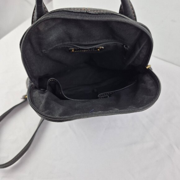 Vintage Fossil Small Black Leather Mini Back Pack - Picture 6 of 16